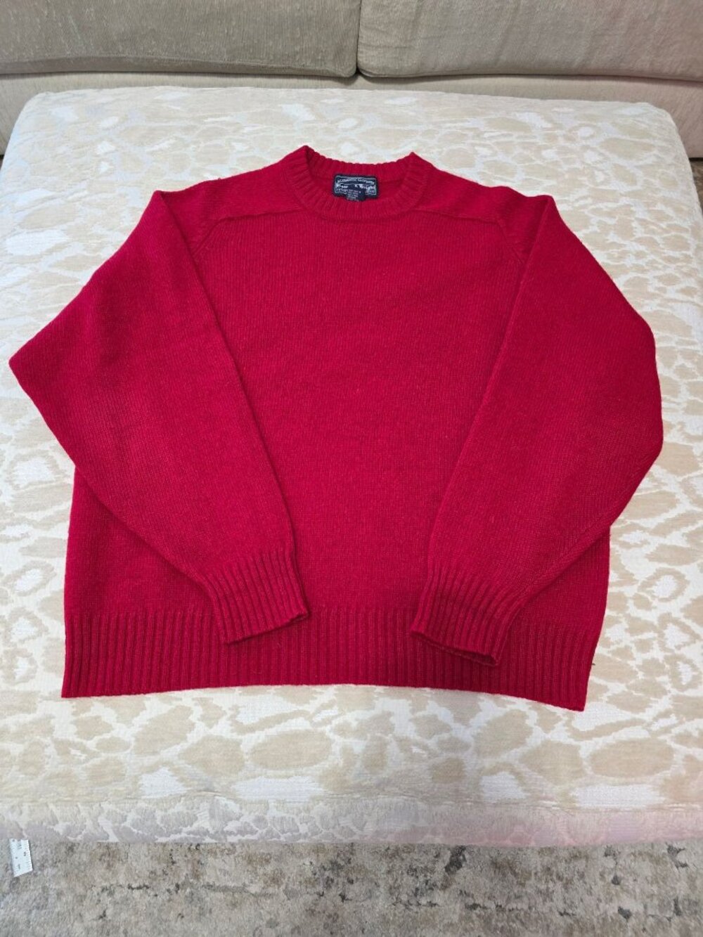 Vintage Bowen & Wright Red Shetland Wool Men's Sweater XL READ